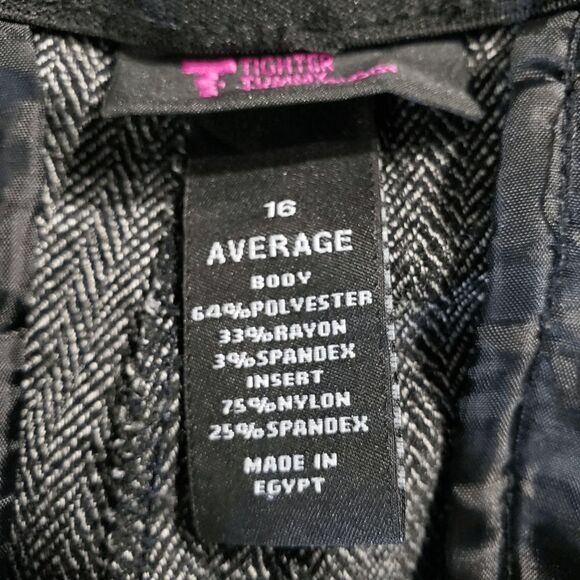 Lane Bryant Grey Houndstooth Tummy Tuck Pockets Belt Loops Pants Size 16 - Picture 6 of 7